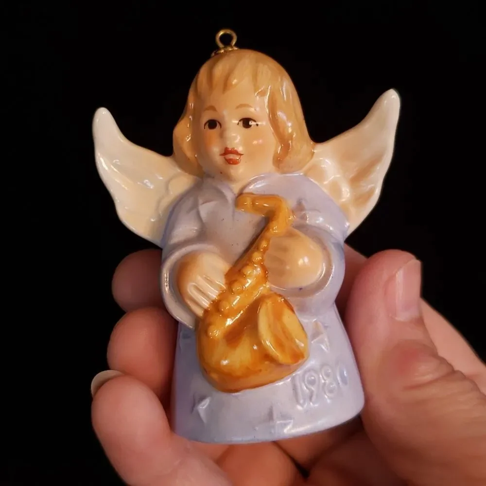 Pair of Vintage Goebel Angel Bell Ornaments 1980